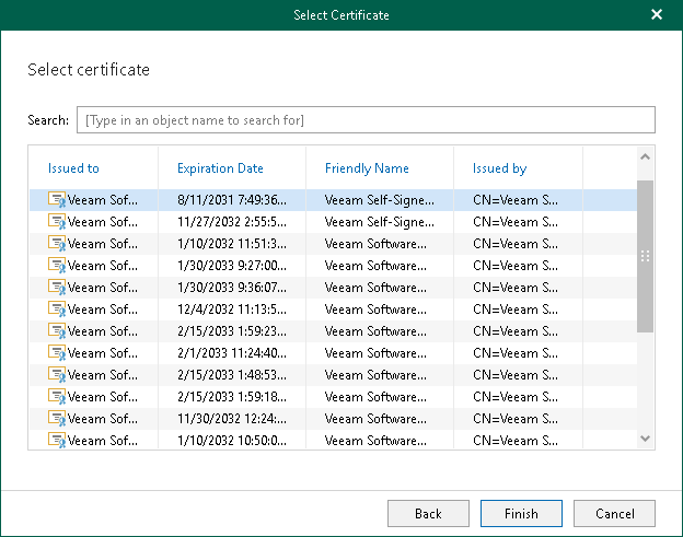 Selecting Certificate