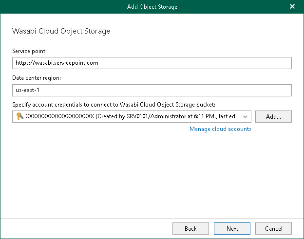 Object Storage Service Point and Account