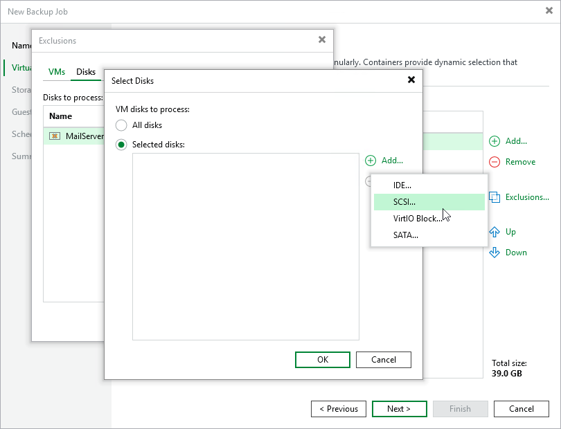 Select Disks and Volume Groups