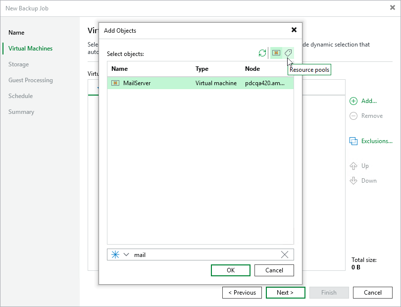 Select VMs to Back Up