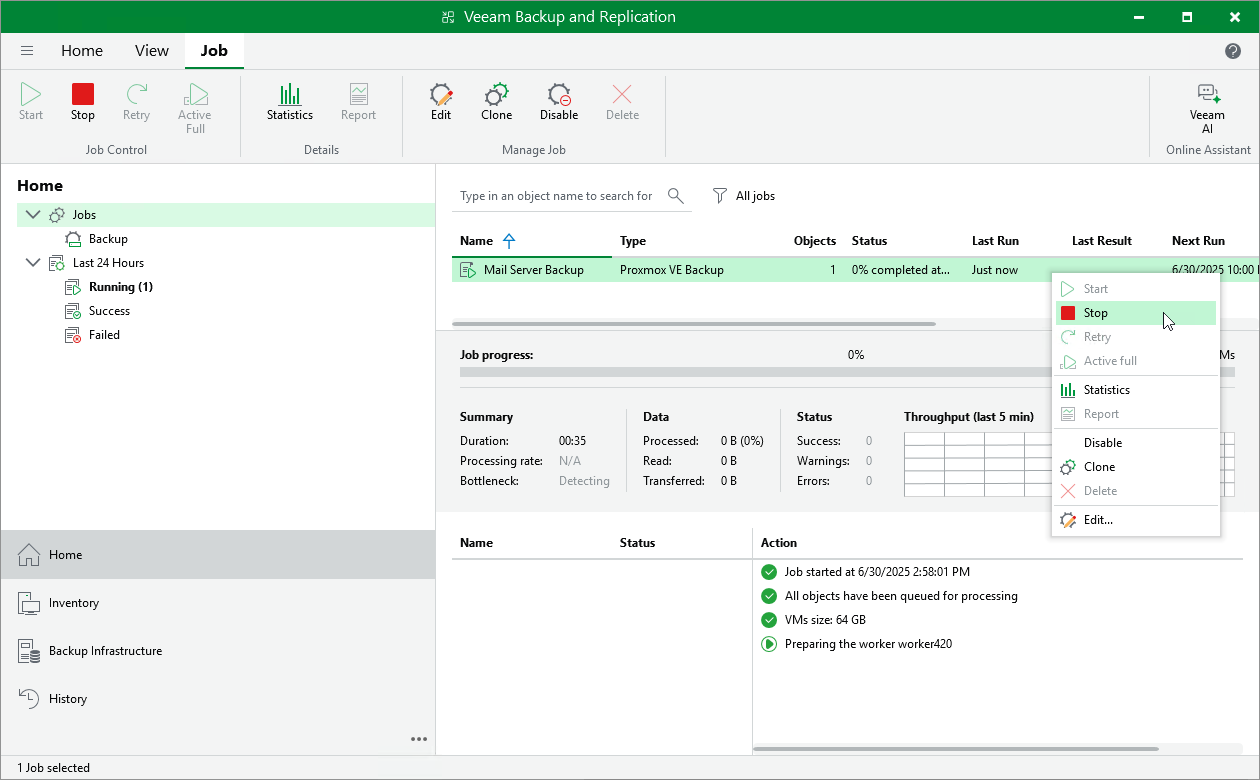 Starting and Stopping Backup Jobs