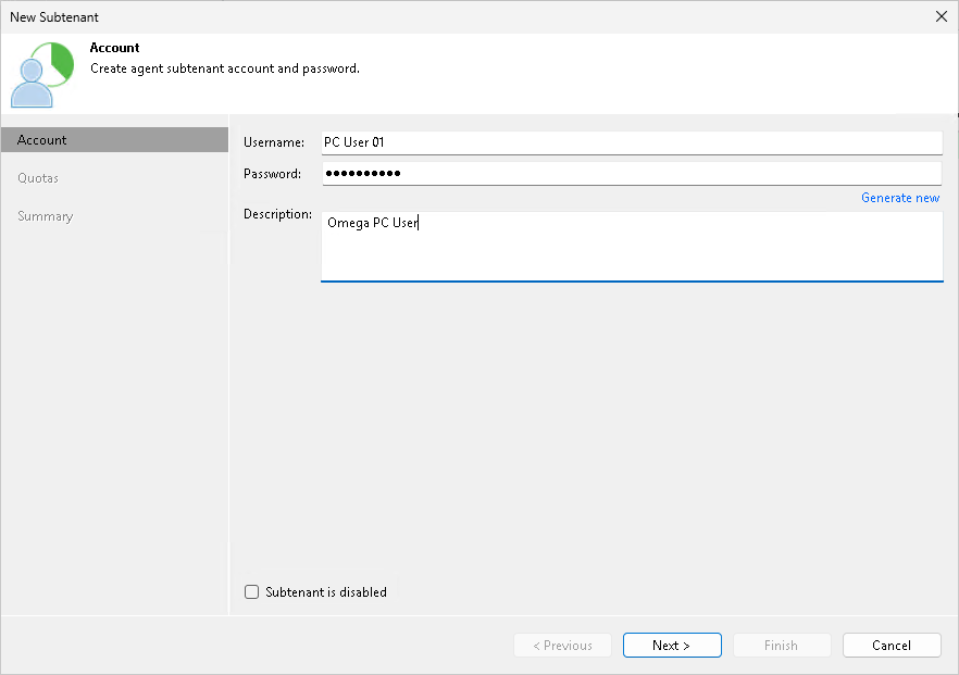 Step 2. Specify Subtenant Settings