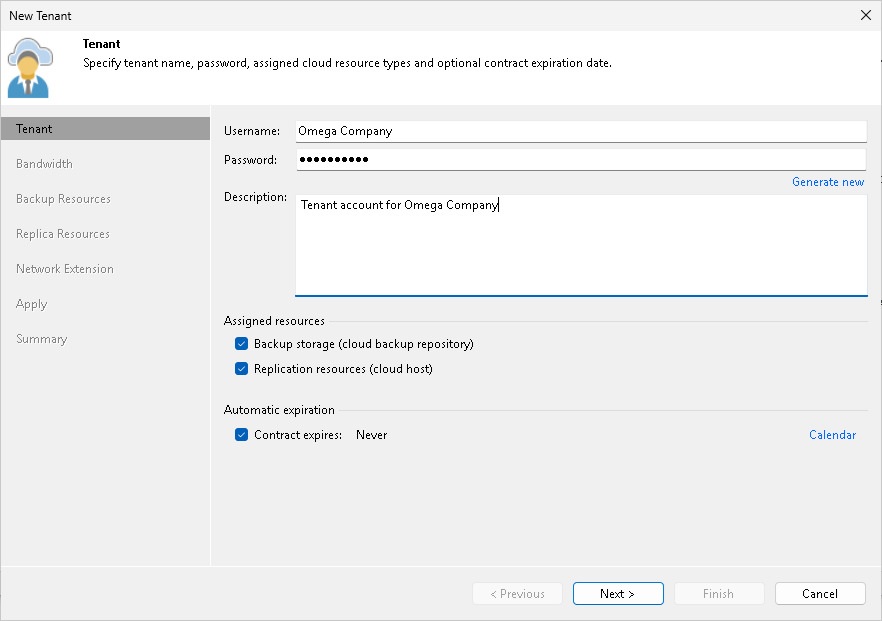 Step 2. Specify Tenant Settings