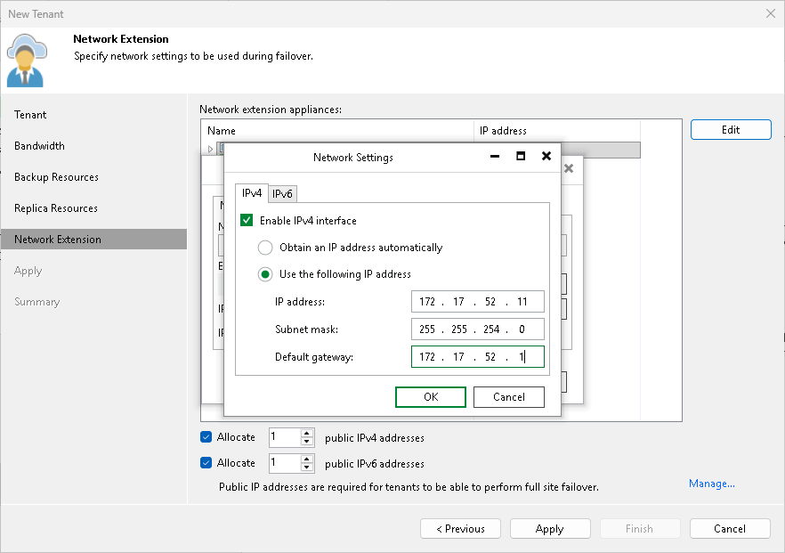 Step 6. Specify Network Extension Settings