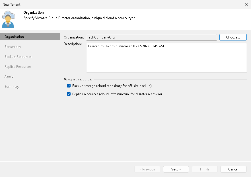 Step 2. Specify Organization Settings