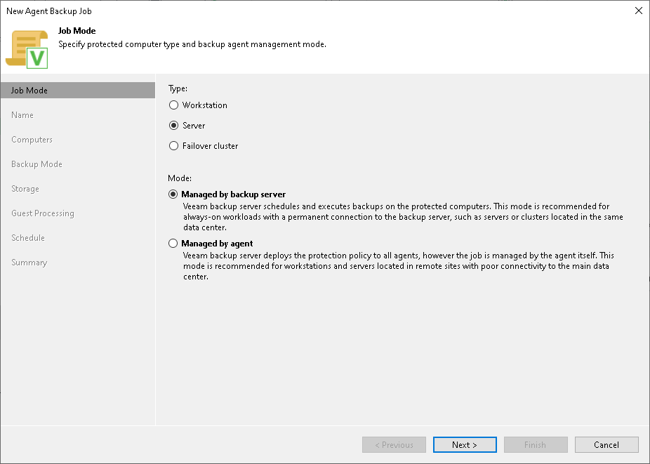 Creating Veeam Agent Backup Jobs