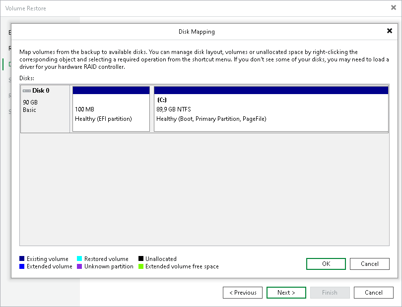 Restoring Volumes from Veeam Agent Backups