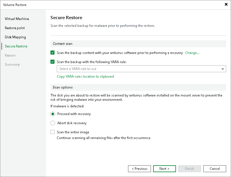 Restoring Volumes from Veeam Agent Backups