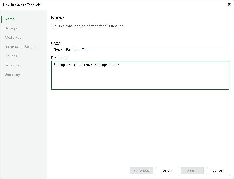 Creating Tenant Backup to Tape Job