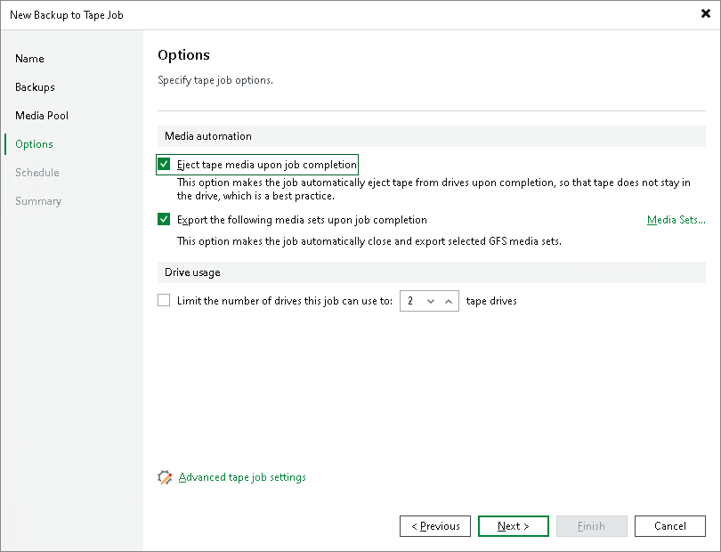 Creating Tenant Backup to Tape Job