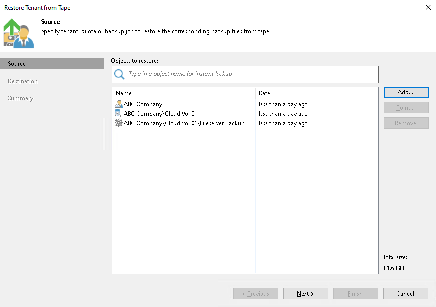 Restoring Tenant Data from Tape