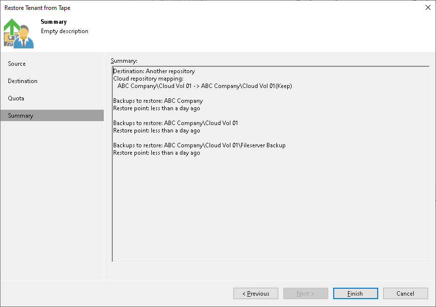 Restoring Tenant Data from Tape