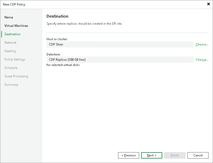 Creating CDP Policies for VMware vSphere