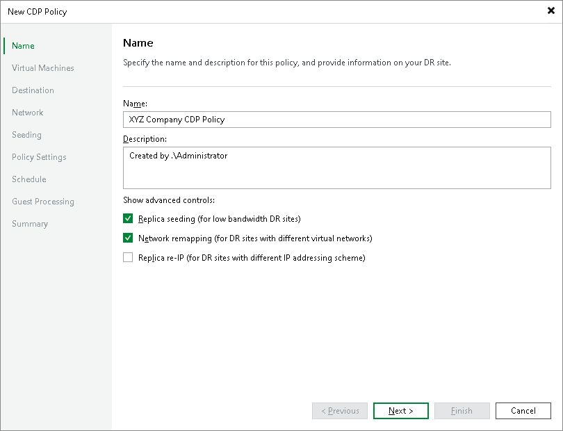 Creating CDP Policies for VMware vSphere