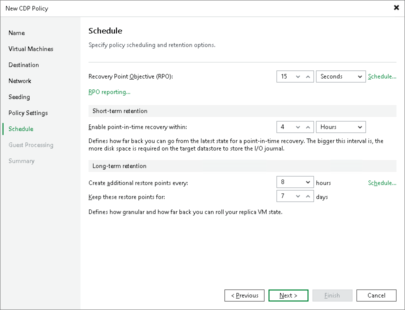 Creating CDP Policies for VMware vSphere