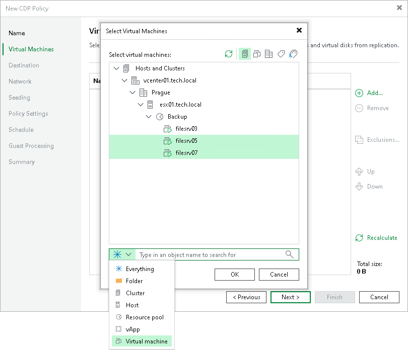 Creating CDP Policies for VMware vSphere