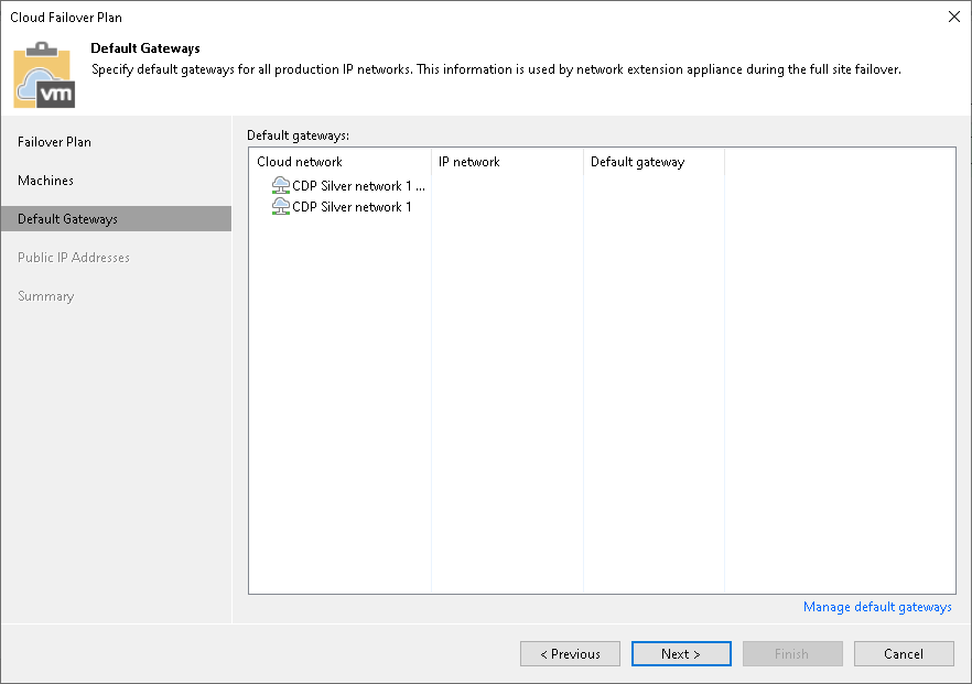 Step 4. Specify Default Gateways