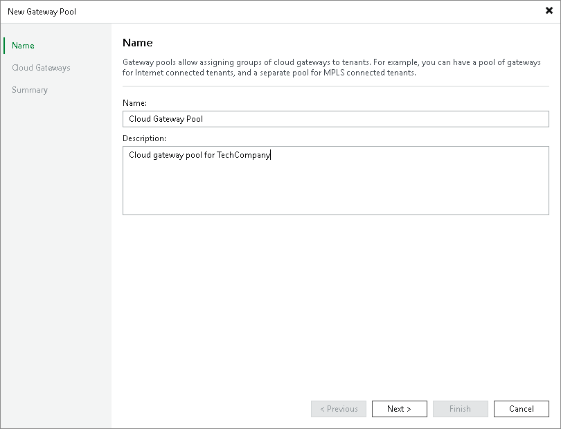 Step 2. Specify Cloud Gateway Pool Name and Description