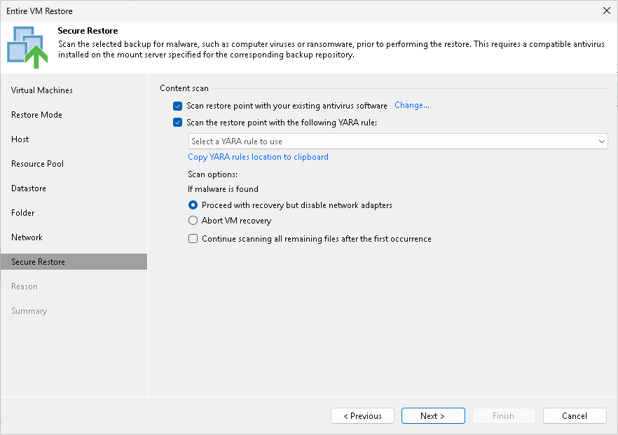 Performing Entire VM Restore