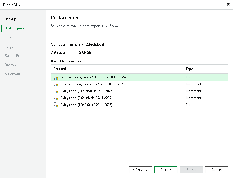 Exporting Disks from Veeam Agent Backups