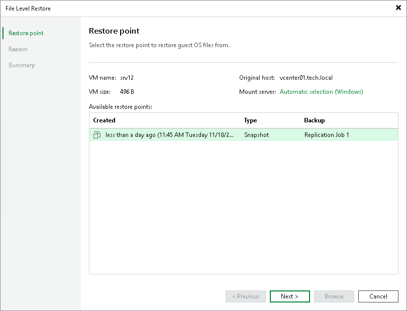 Restoring VM Guest OS Files