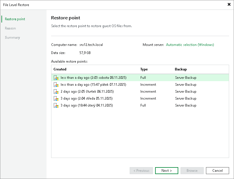 Restoring Guest OS Files from Veeam Agent Backups