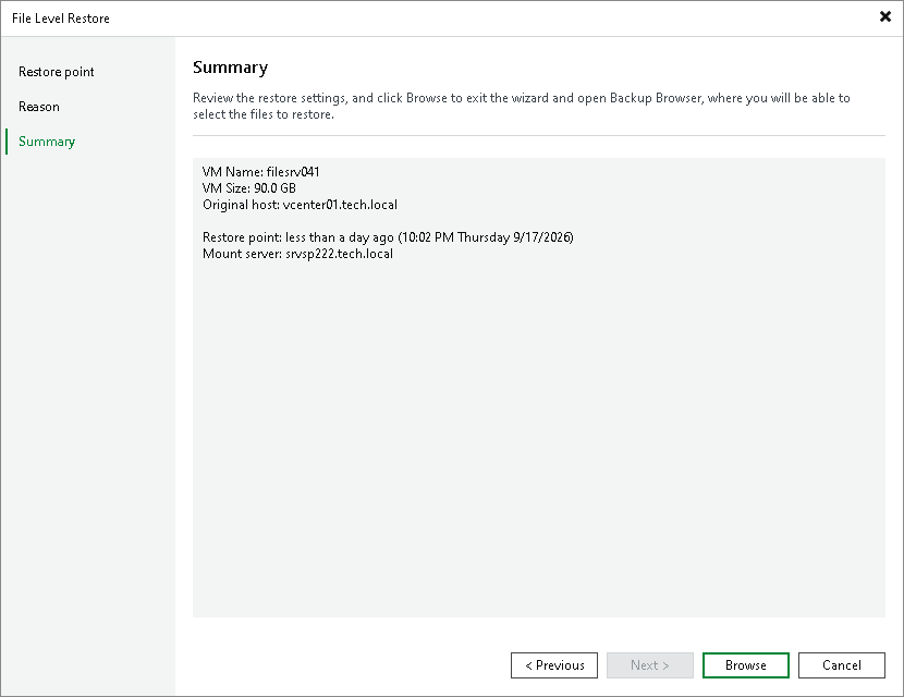 Restoring Guest OS Files from Tenant Backups