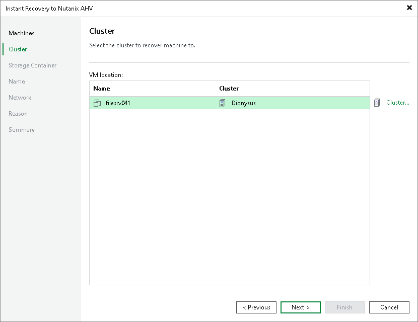 Performing Instant Recovery to Nutanix AHV