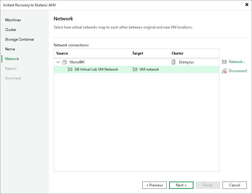 Performing Instant Recovery to Nutanix AHV
