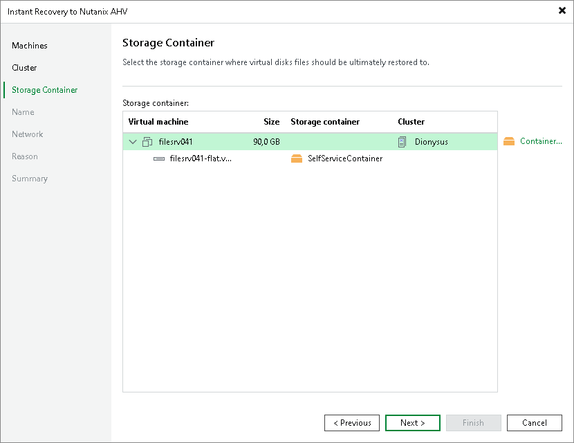 Performing Instant Recovery to Nutanix AHV