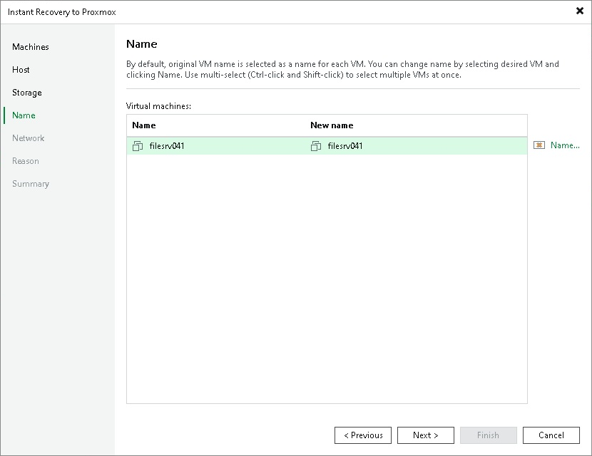 Performing Instant Recovery to Proxmox VE
