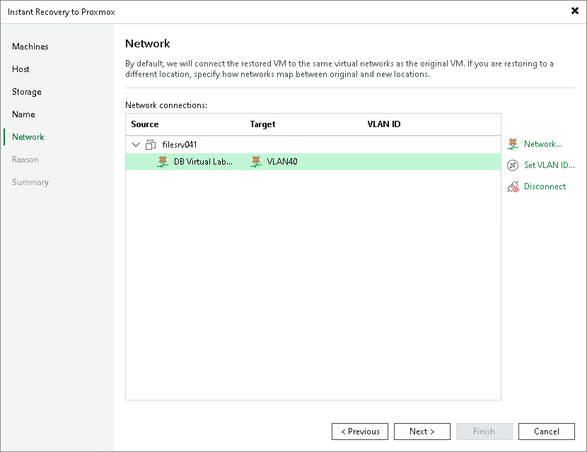 Performing Instant Recovery to Proxmox VE