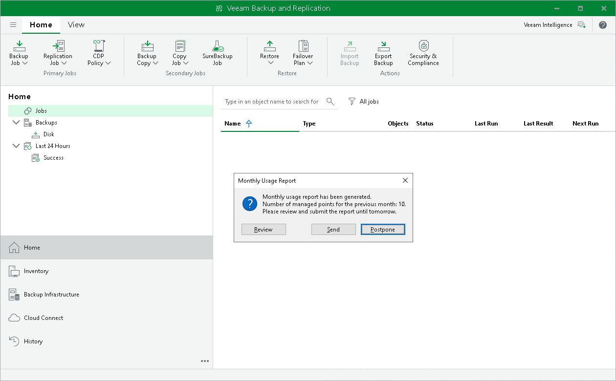 Postpone License Usage Report Review