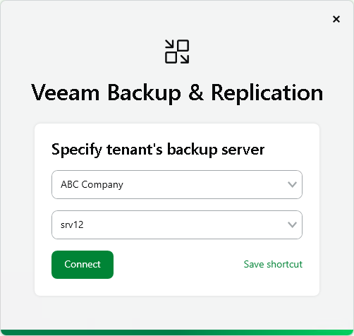 Step 3. Connect to Tenant Backup Server