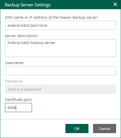Editing Backup Servers