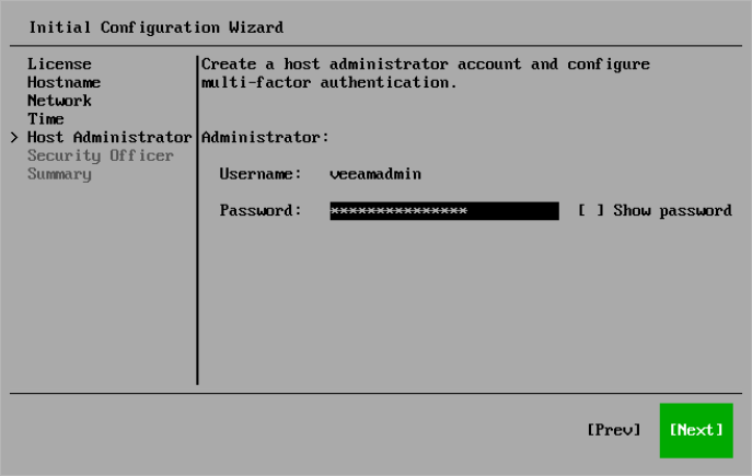 Step 8. Configure Host Administrator Account