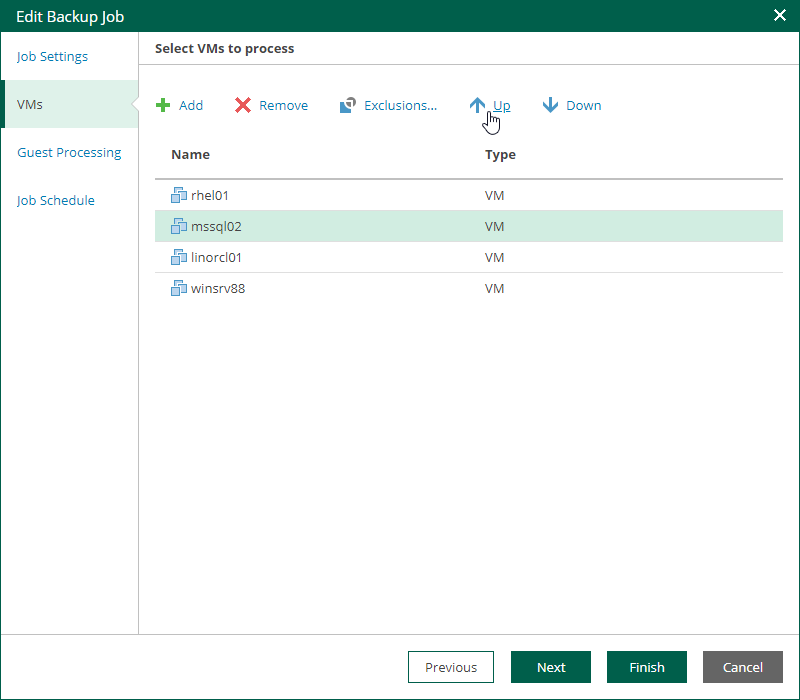 Changing VM Processing Order
