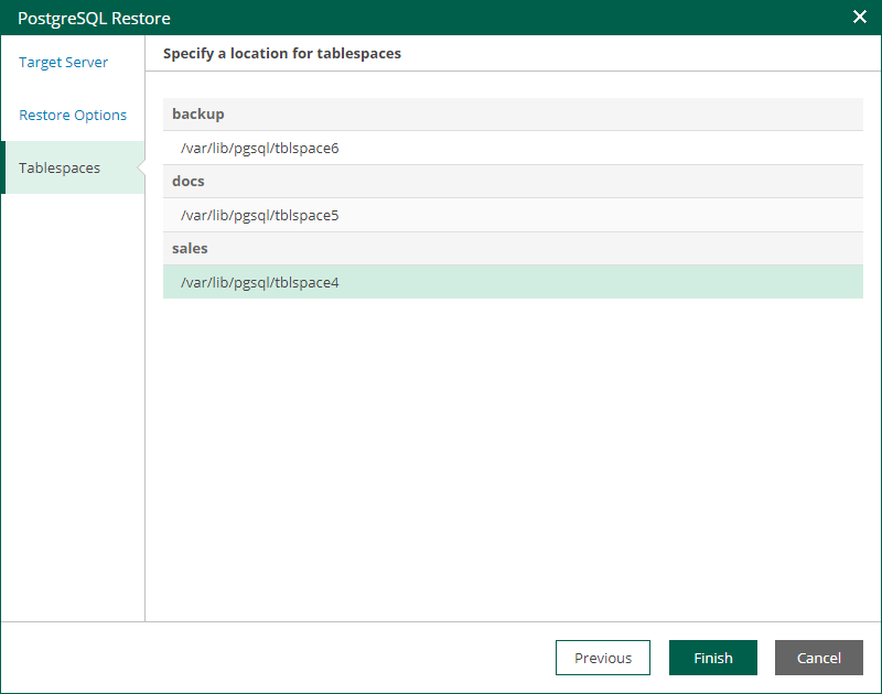 Specifying Tablespaces