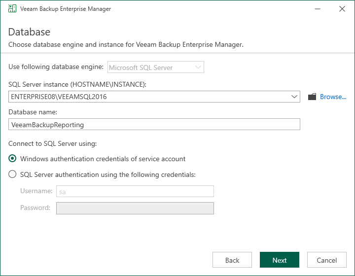 Step 8. Specify Database Server