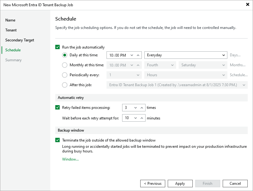 Step 5. Define Job Schedule