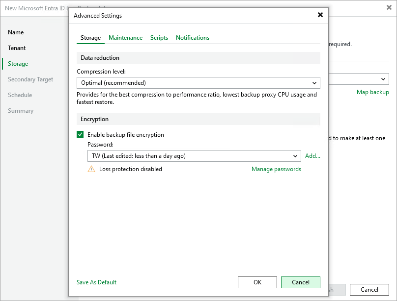 Storage Settings