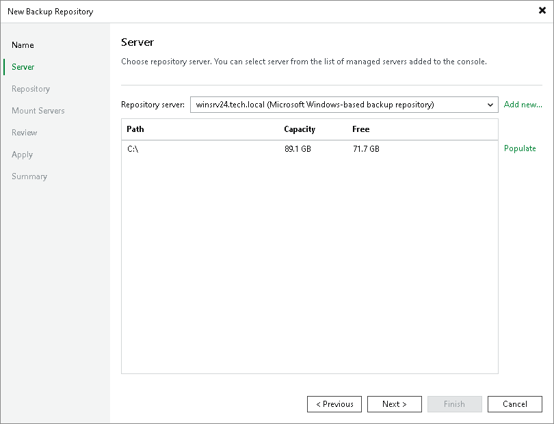 Step 7. Configuring Backup Repository