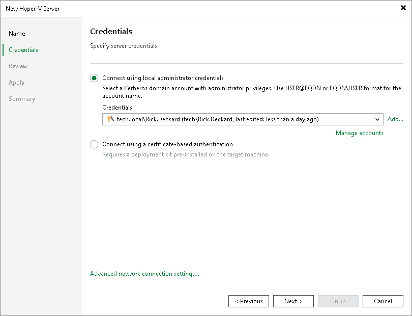 Step 4. Adding Microsoft Hyper-V Virtual Infrastructure Servers