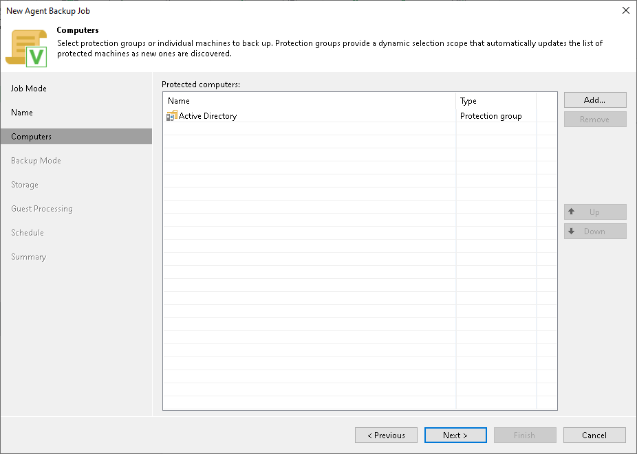 Creating Veeam Agent Backup Job