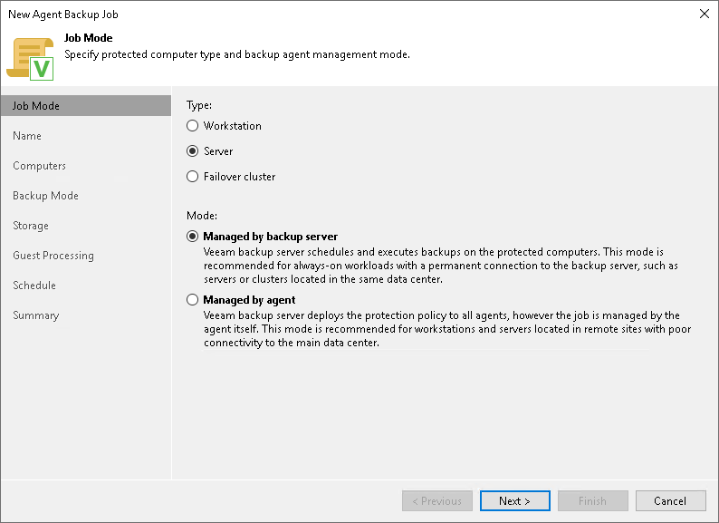 Creating Veeam Agent Backup Job