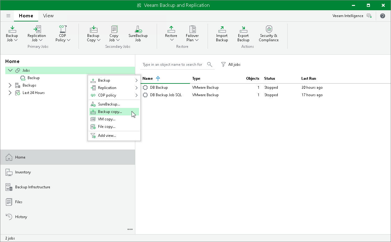 Create Backup Copy Job