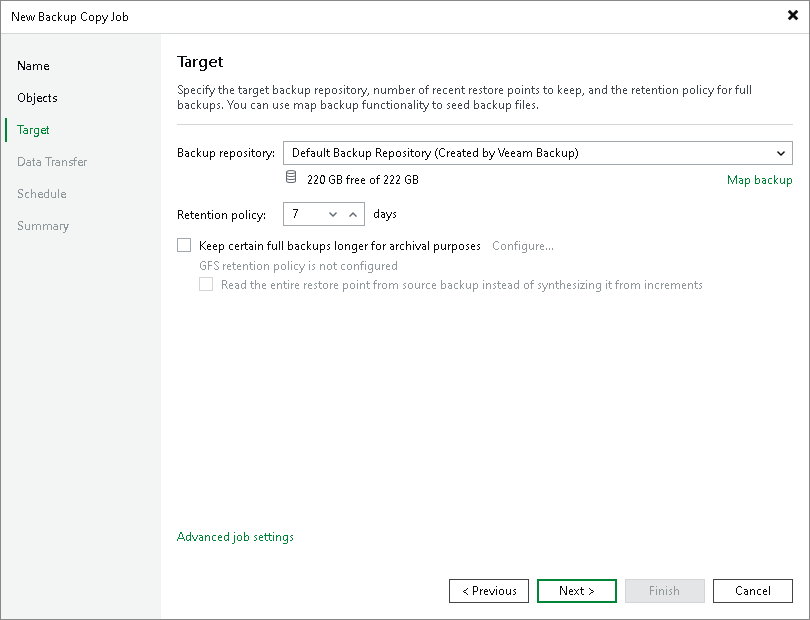 Choose Backup Copy Destination Backup Copy