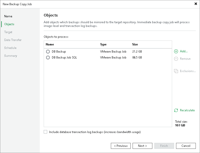 Choose VMs to Copy Backup Copy