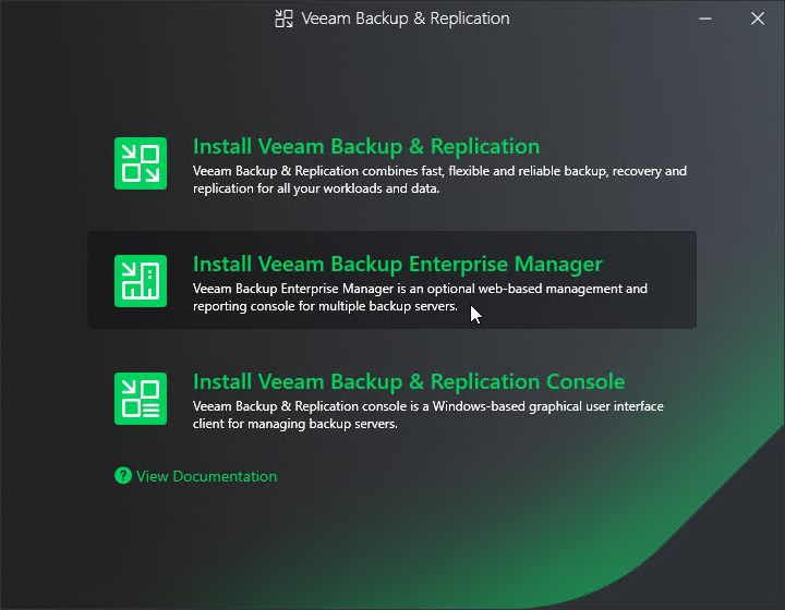 Logging on to Veeam Backup & Replication