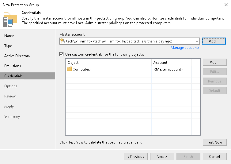Creating Protection Group